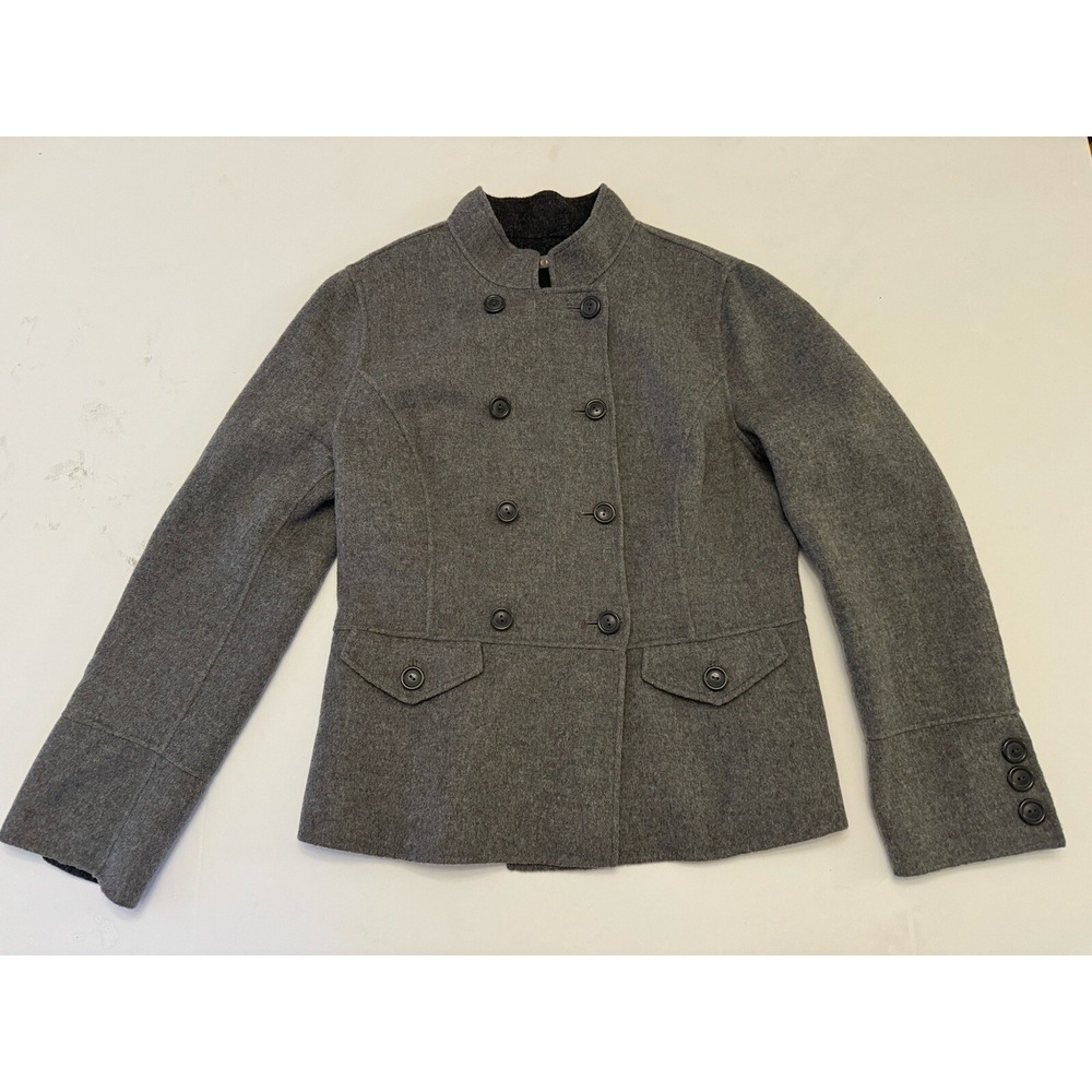 Kenar Women's Wool Jacket Grey Double Breasted Pockets Medium